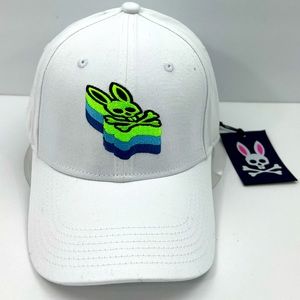 PSYCHO BUNNY BASEBALL CAP,100% COTTON, ADJUSTABLE STRAP, EMBROIDERED LOGO,UNISEX